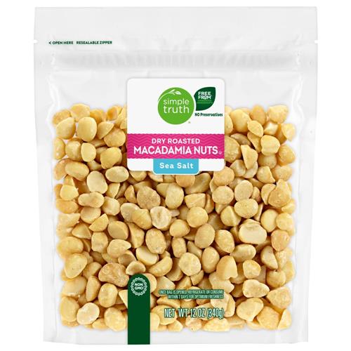 Noix de macadamia grillées à sec au sel de mer Simple Truth 340 g