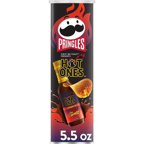 Pringles Hot Ones Los Calientes Chips de Pommes de Terre Croustillantes, Barbacoa, Snacks Épicés, Inspirés de la Sauce Piquante, Boîte de 155g (1 Boîte) ?