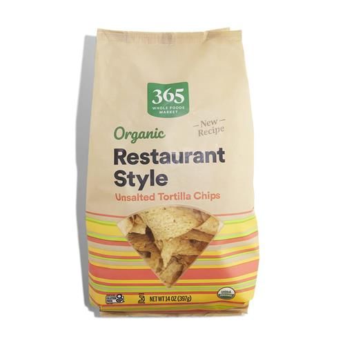 Whole Foods Market, Croustilles de maïs blanches biologiques style restaurant sans sel, 396 g