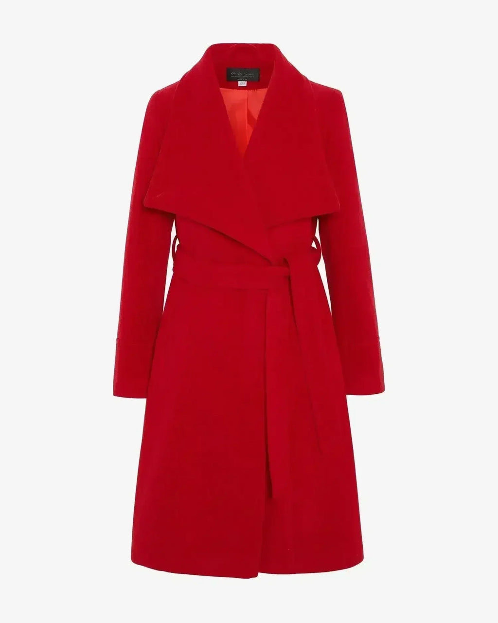 Manteau long à double boutonnage et revers cascade