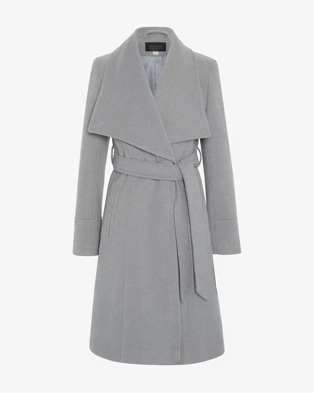 Manteau long à double boutonnage et revers cascade