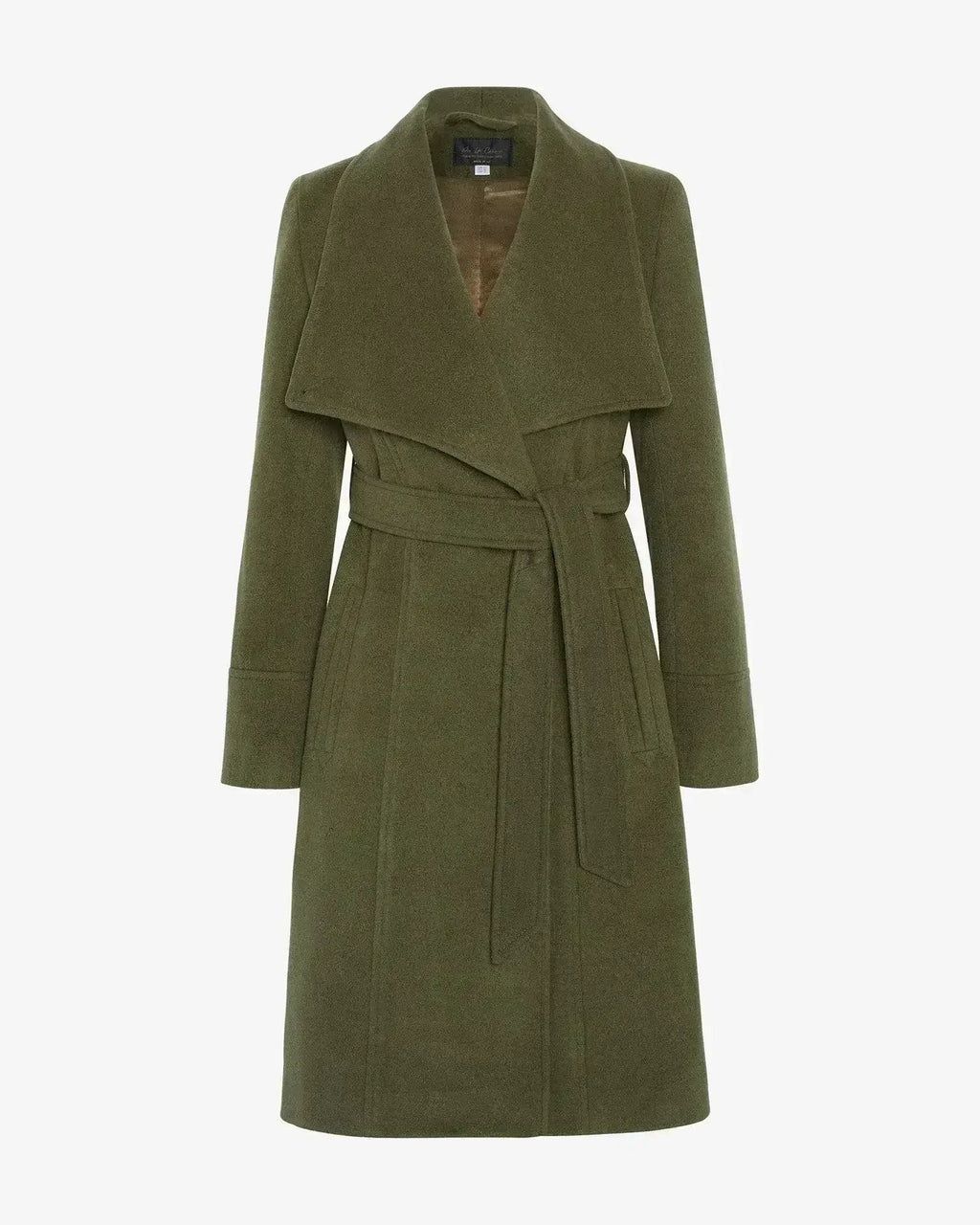Manteau long à double boutonnage et revers cascade