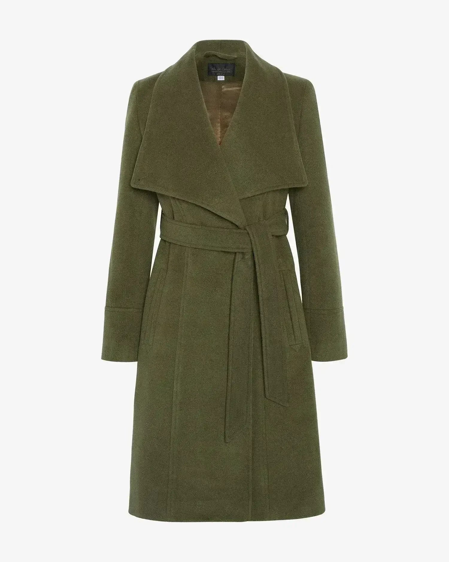 Manteau long à double boutonnage et revers cascade