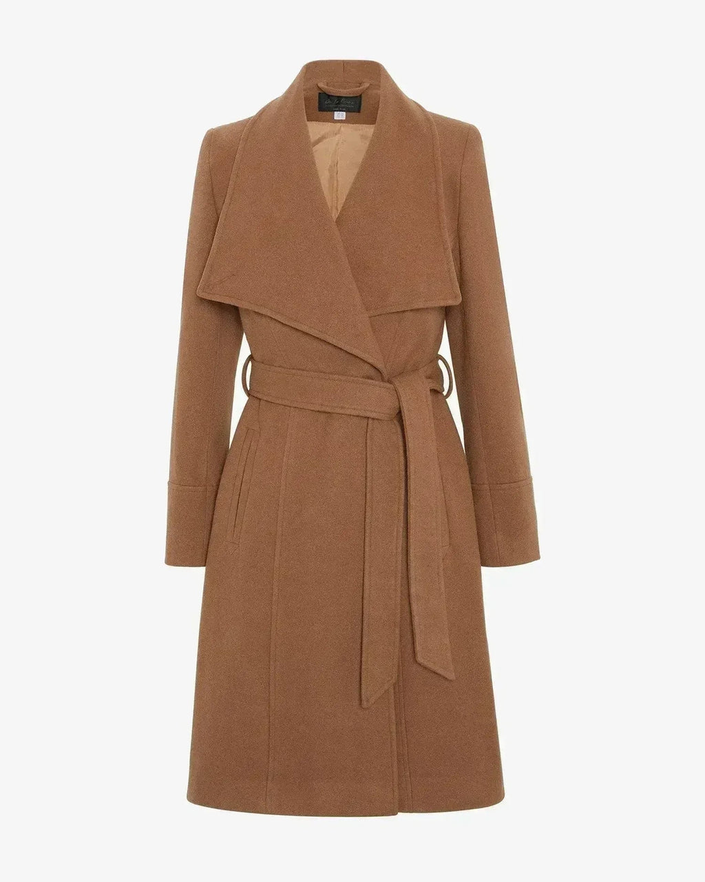 Manteau long à double boutonnage et revers cascade