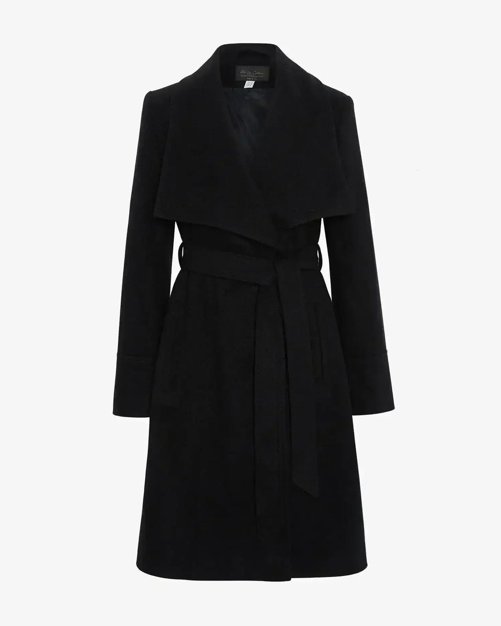 Manteau long à double boutonnage et revers cascade