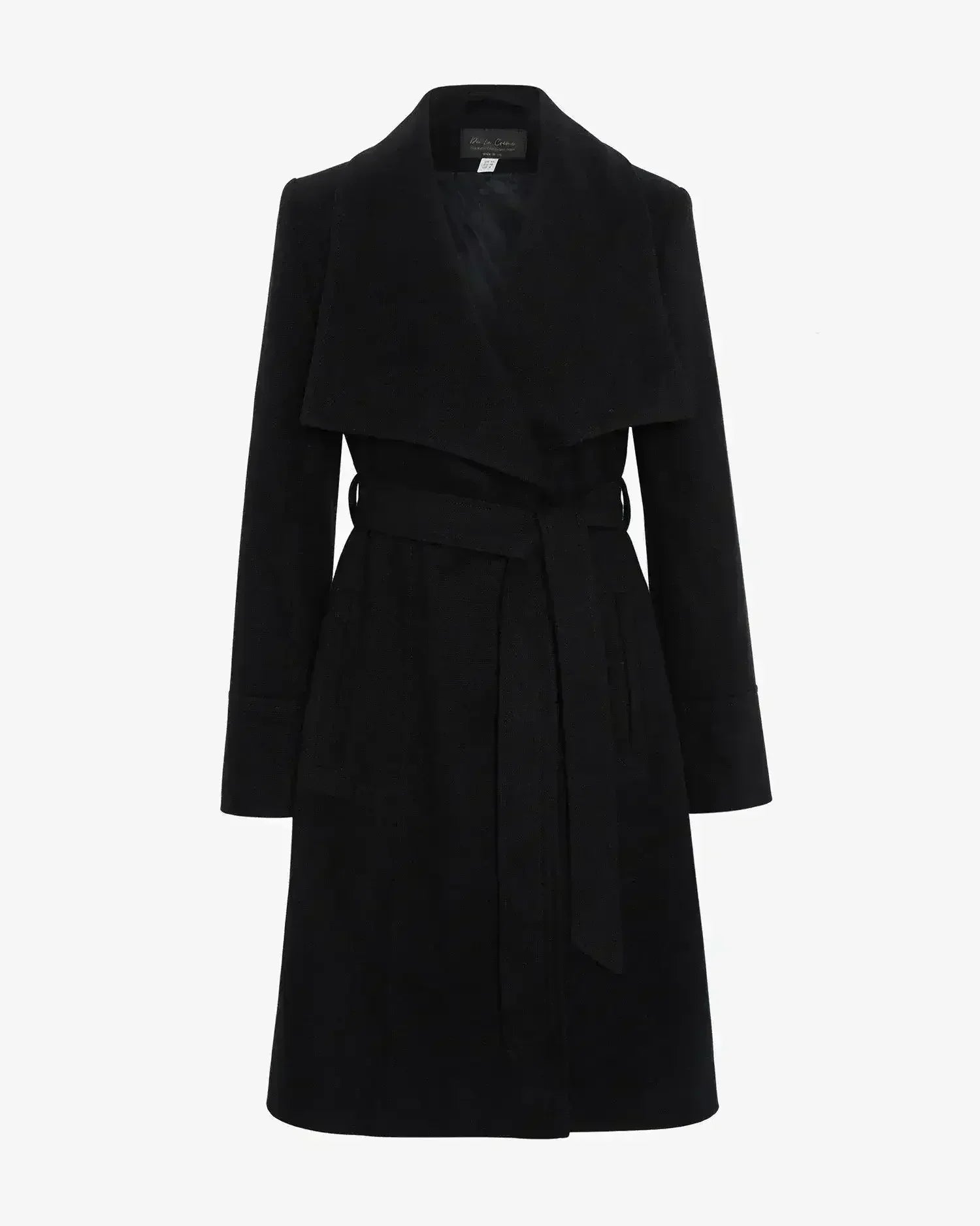 Manteau long à double boutonnage et revers cascade
