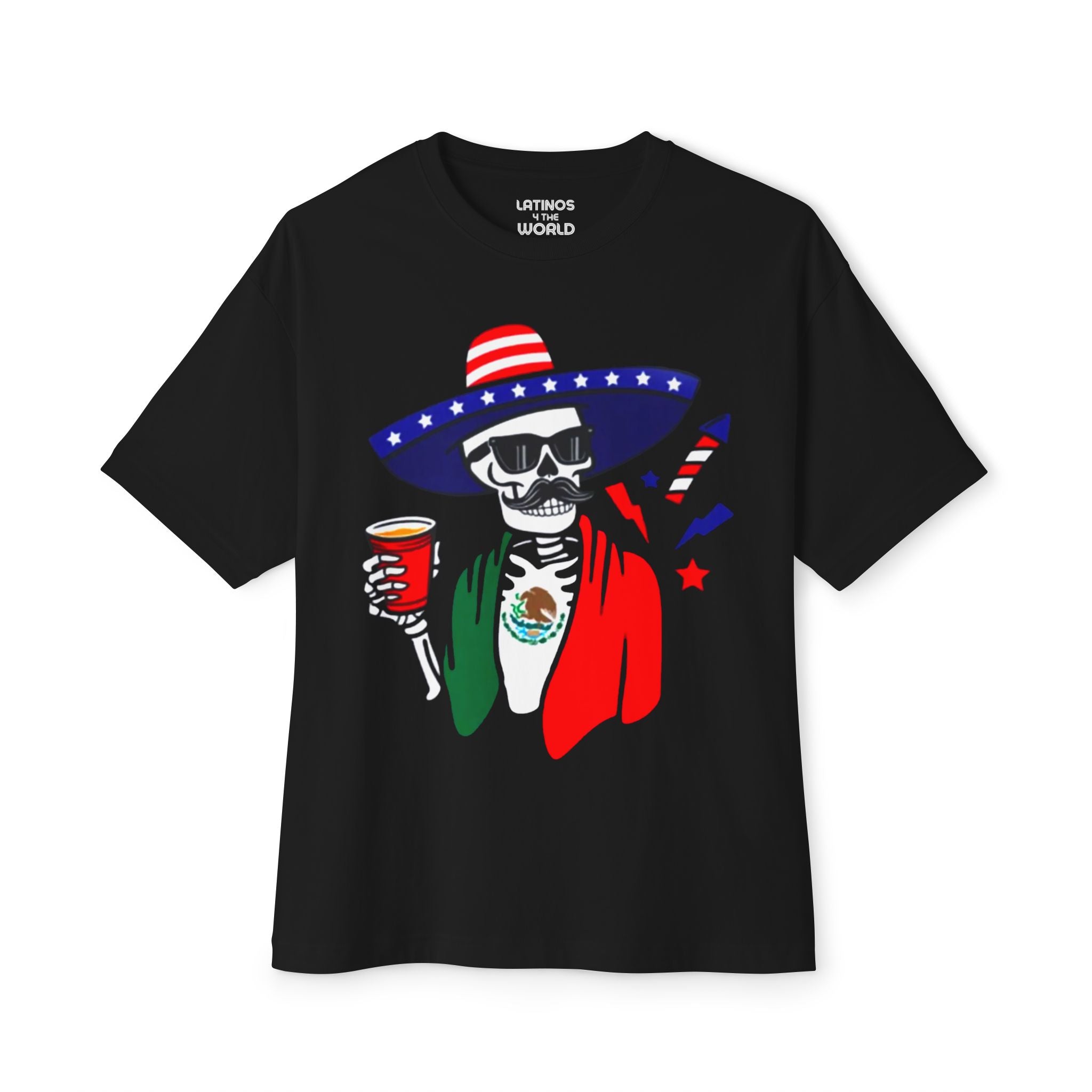 T-shirt Fiesta Squelette Fête Squelette Mexique + États-Unis | T-shirts Latino drôles et viraux mexicains + américains | Unisexe - 3 couleurs | Halloween