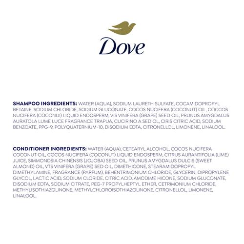Shampooing et revitalisant Dove Noix de Coco & Hydratation, lot de 2, pour cheveux secs avec la technologie Bio-Protein Care et de l'huile de noix de coco, 355 ml