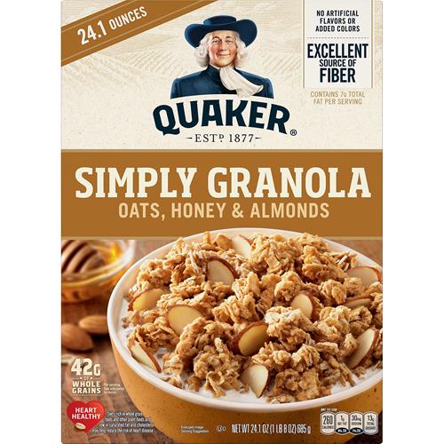 Quaker Simply Granola, Avoine, miel et amandes, boîte de 683 g