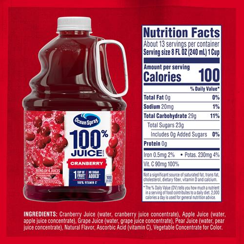 Boisson aux canneberges 100 % jus Ocean Spray, bouteille de 3 L (lot de 1)