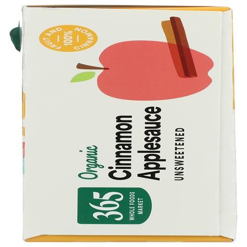 Whole Foods Market, Compotes de Pommes à la Cannelle Bio, Sans Sucre Ajouté, 90 g (Lot de 4)