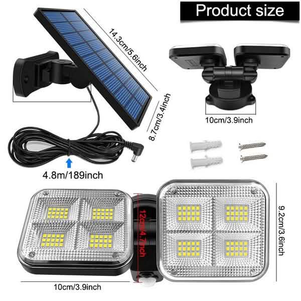 Lampes solaires super lumineuses 20 W 120 LED étanches IP65