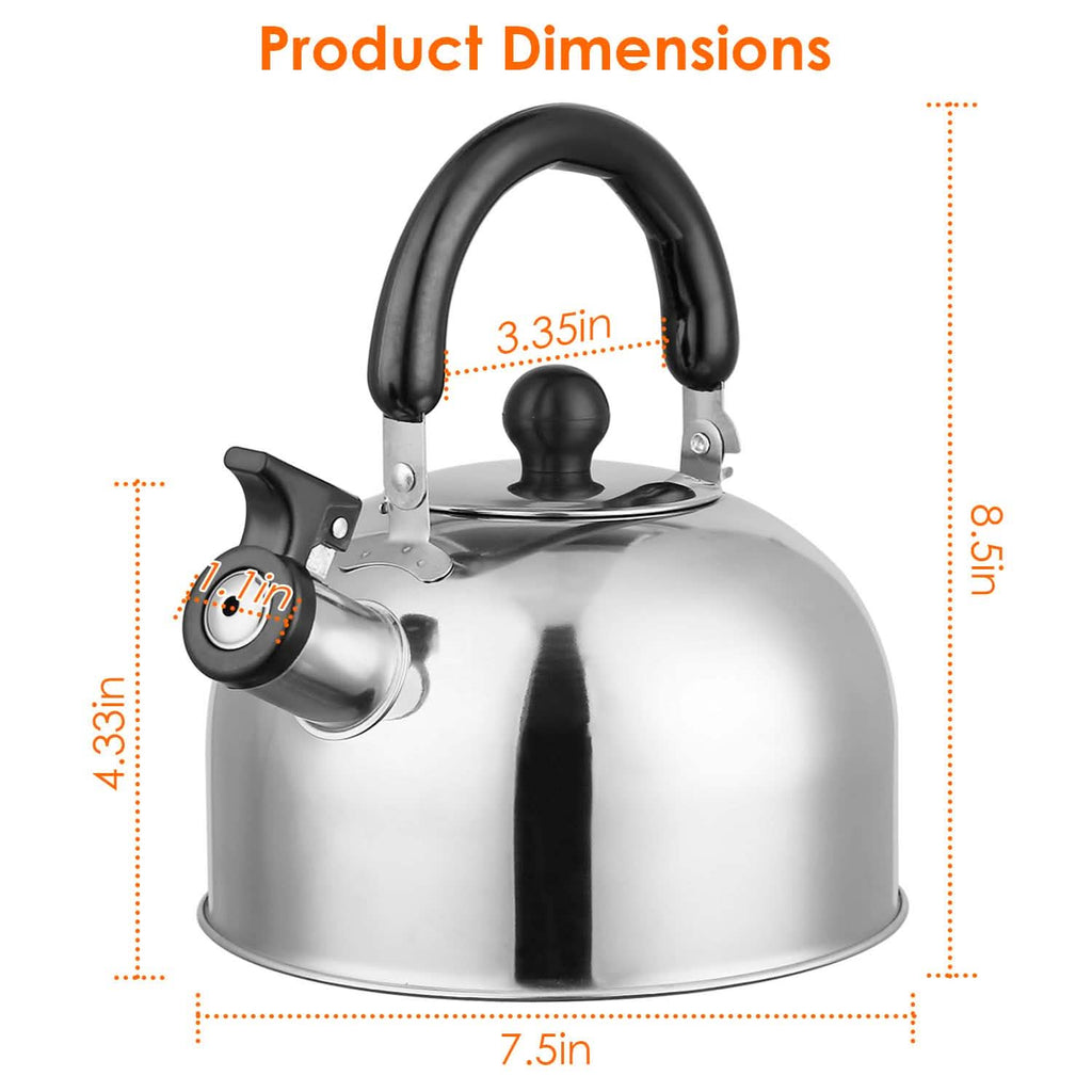 Bouilloire sifflante en acier inoxydable 2,1 litres pour cuisinière à induction ou à gaz