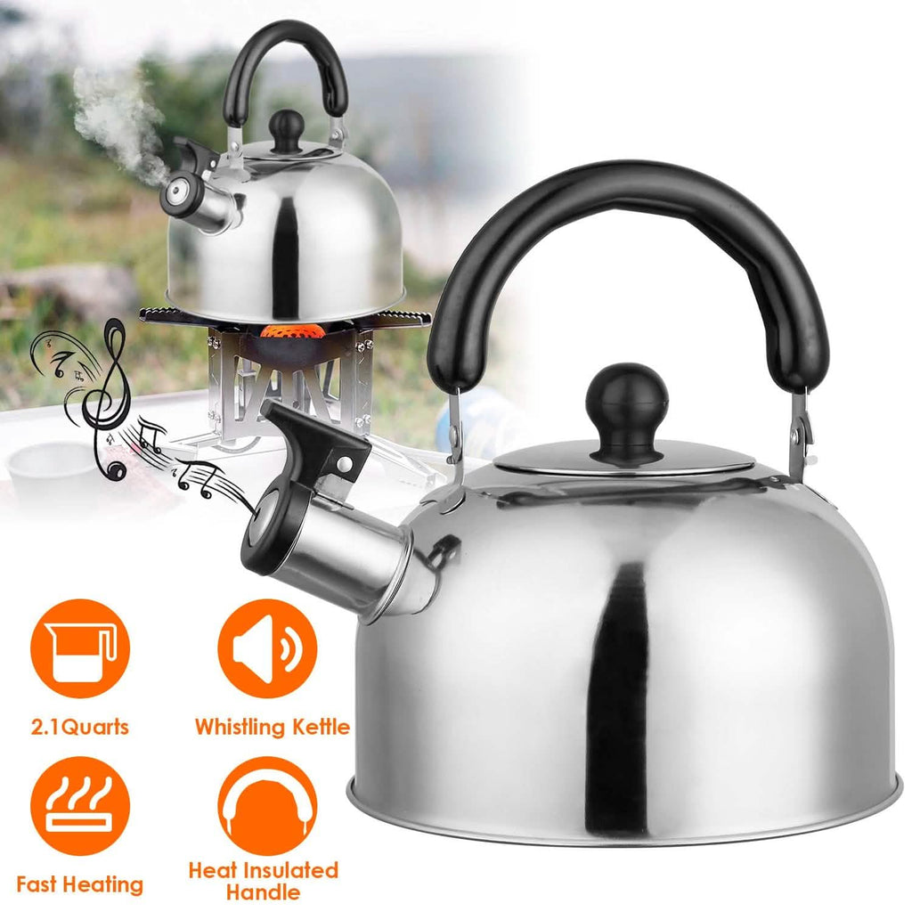 Bouilloire sifflante en acier inoxydable 2,1 litres pour cuisinière à induction ou à gaz