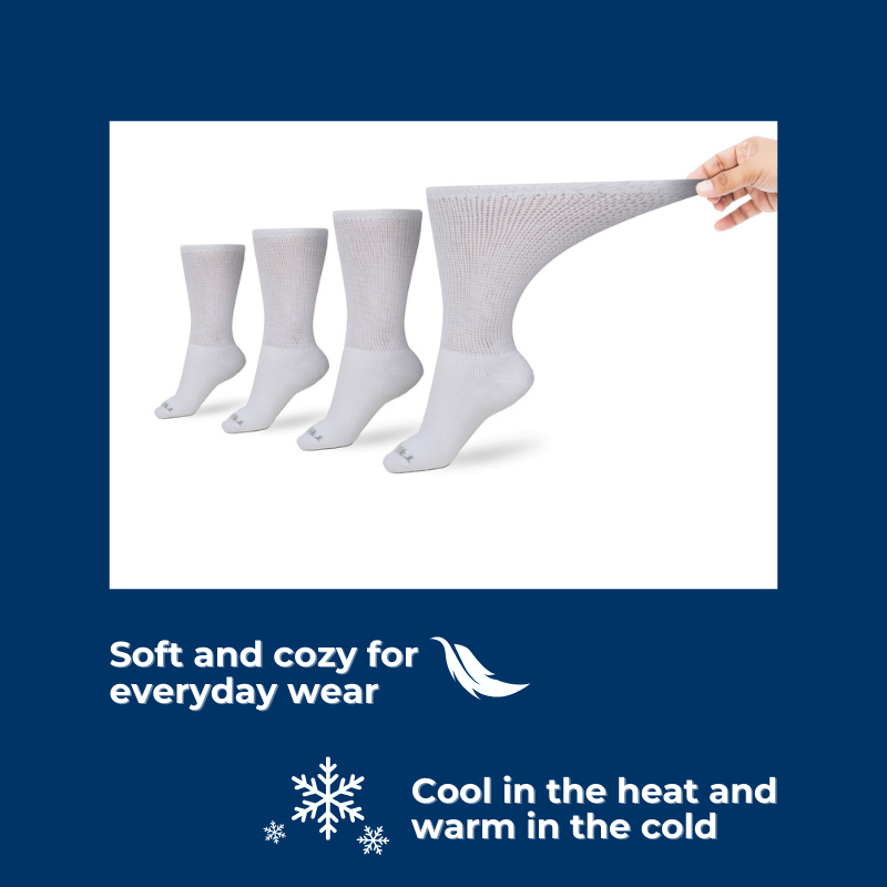Chaussettes diabétiques pour femme (4 paires) – Ultra-douces – Mi-mollet