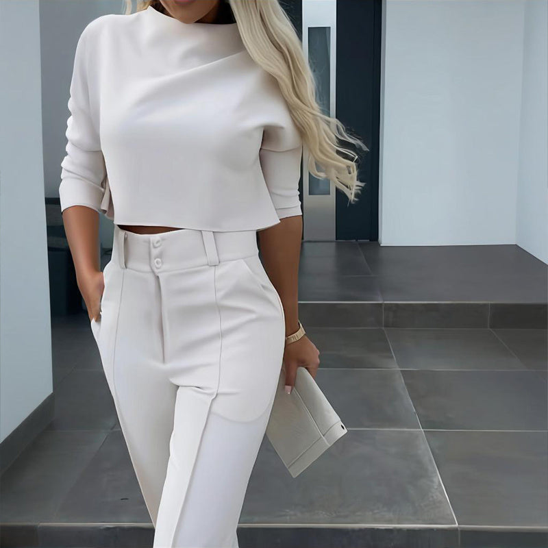 Haut court demi-manches uni élégant pour femme