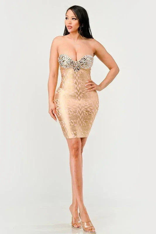 Robe bustier glamour dorée
