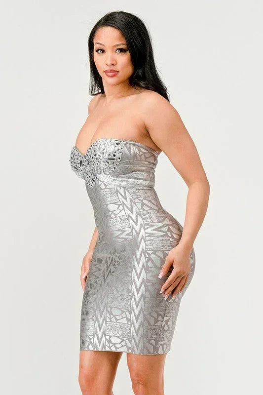Robe bustier glamour dorée