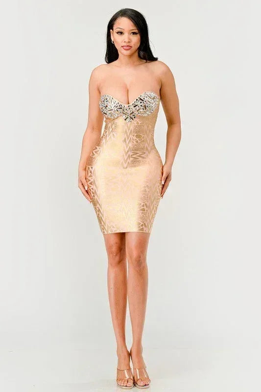 Robe bustier glamour dorée