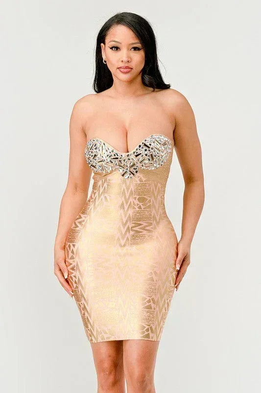 Robe bustier glamour dorée