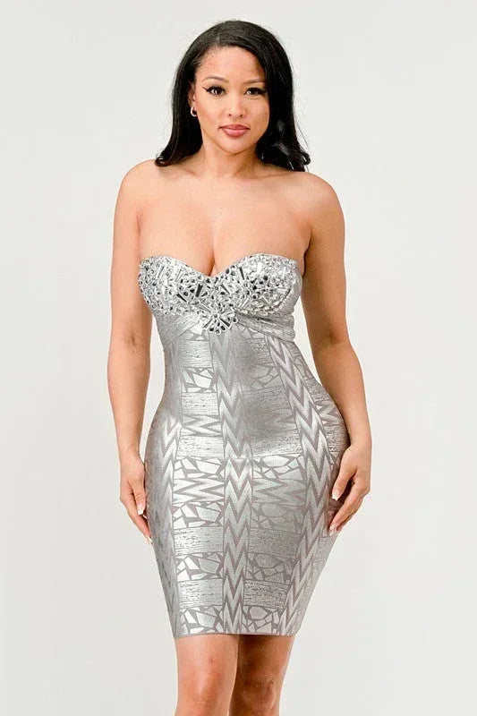 Robe bustier glamour dorée
