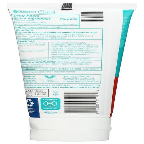Dentifrice Naturel au Fluorure pour Enfants Toms Of Maine, Fraise Amusante, 5,1 oz. (De retour dans la formule originale)