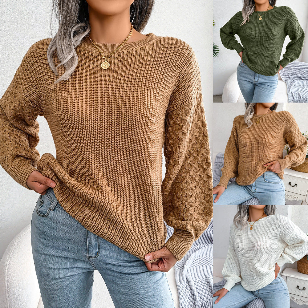 Pull en maille à manches lanternes pour femme