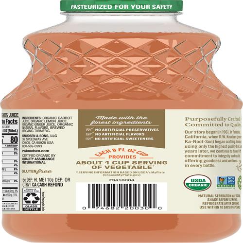 Rw Knudsen, Carotte Gingembre Curcuma Biologique, 946 ml