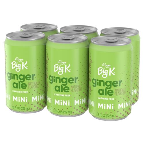 Boissons gazeuses miniatures Big K Ginger Ale sans caféine, paquet de 6 / 221 ml