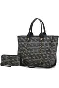 Ensemble sac cabas et portefeuille en cuir végétalien – Bandoulière chaîne dorée | Femstylo