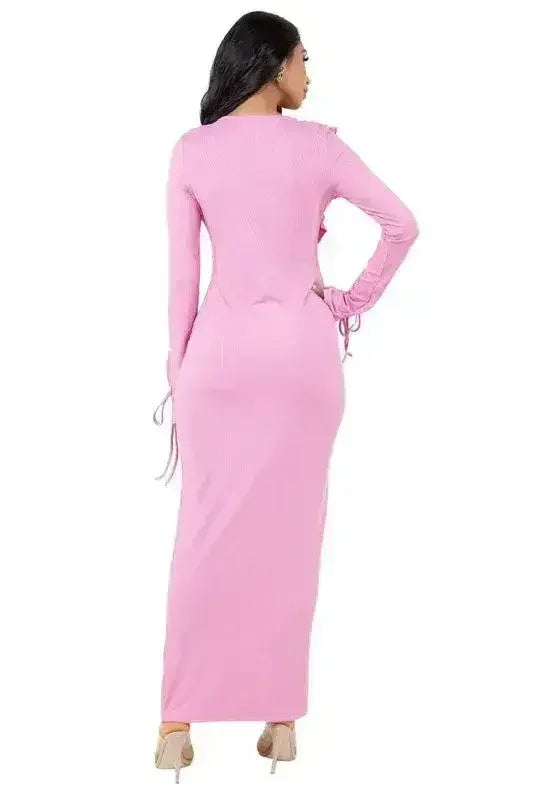 Robe longue moulante à manches longues - Coupe ajustée | Femstylo