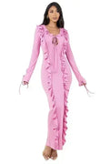 Robe longue moulante à manches longues - Coupe ajustée | Femstylo