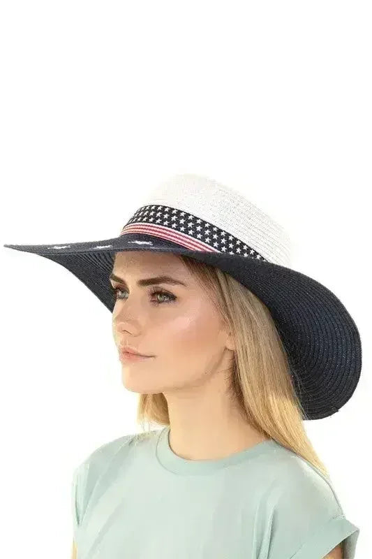 Chapeau souple drapeau américain – Chapeau de soleil patriotique à large bord pour l'été