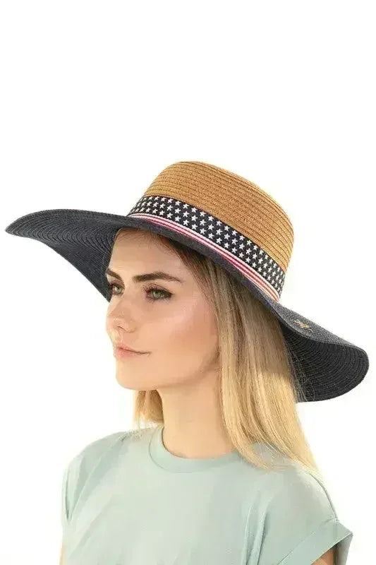 Chapeau souple drapeau américain – Chapeau de soleil patriotique à large bord pour l'été