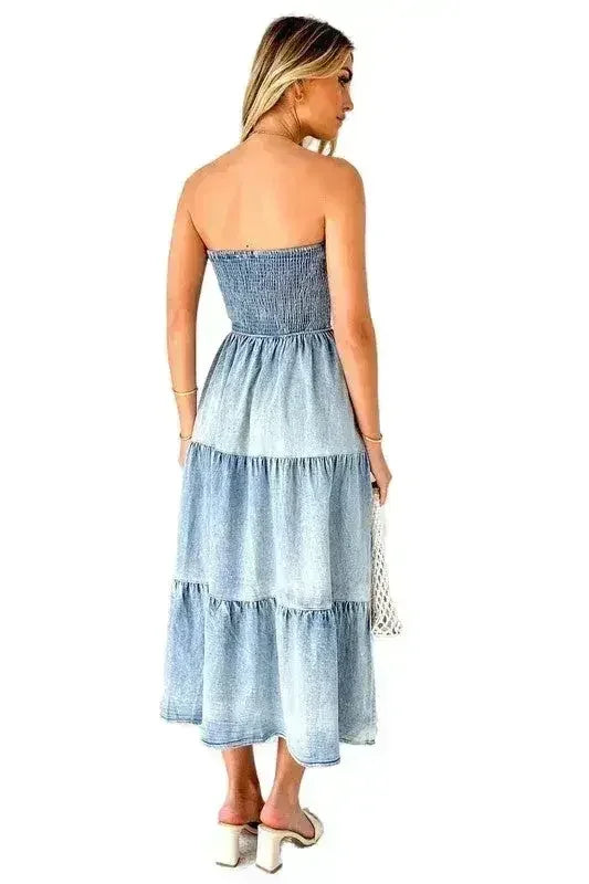 Robe salopette en jean pour femme - Sexy sans manches avec poches latérales