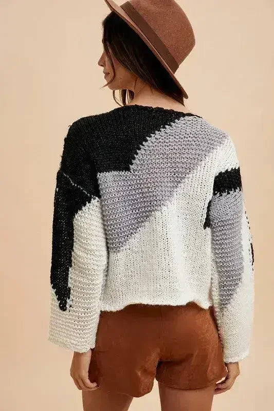 Pull Annie avec blocs de couleur et épaules tombantes - Tendance et confortable
