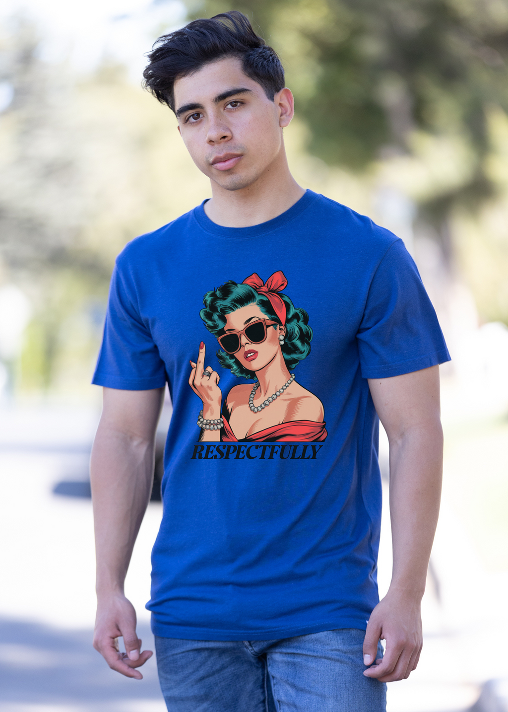 T-shirt unisexe en bambou et coton à motif « Respectfully Middle Finger »