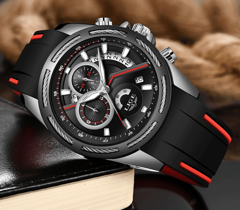 Montre moderne étanche pour homme avec bracelets en caoutchouc Montres multifonctions Design unique Cadeau parfait