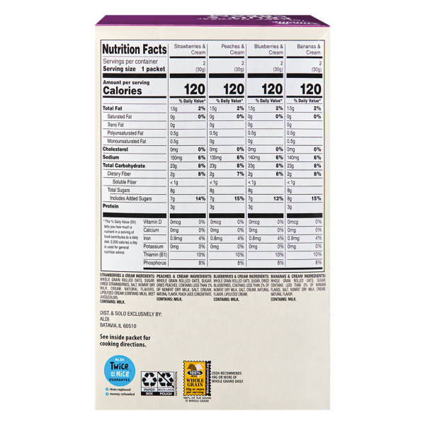 Sachets de flocons d'avoine instantanés Millville, fruits et crème, assortiment, 8 unités