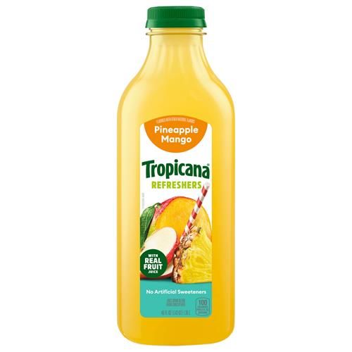 Boisson au jus d'ananas et de mangue Tropicana Refreshers, à base de vrai jus de fruit, bouteille de 1,36 L