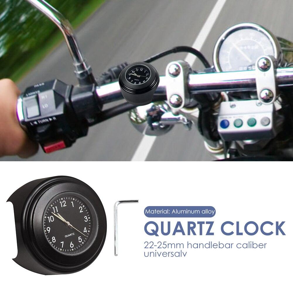 Horloge de guidon de moto multifonctionnelle de 22-25 mm Support universel étanche pour guidon de moto Montre à quartz lumineuse classique durable et pratique