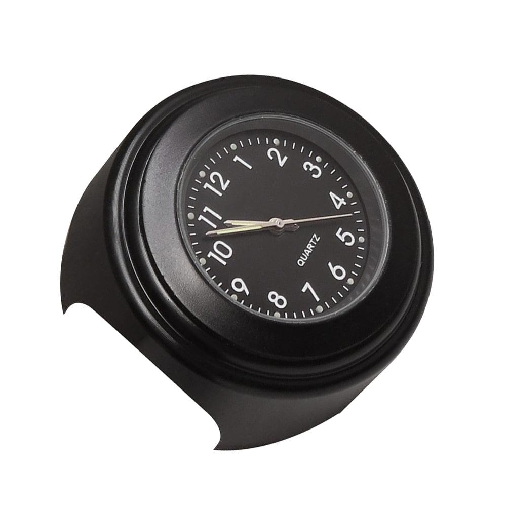 Horloge de guidon de moto multifonctionnelle de 22-25 mm Support universel étanche pour guidon de moto Montre à quartz lumineuse classique durable et pratique