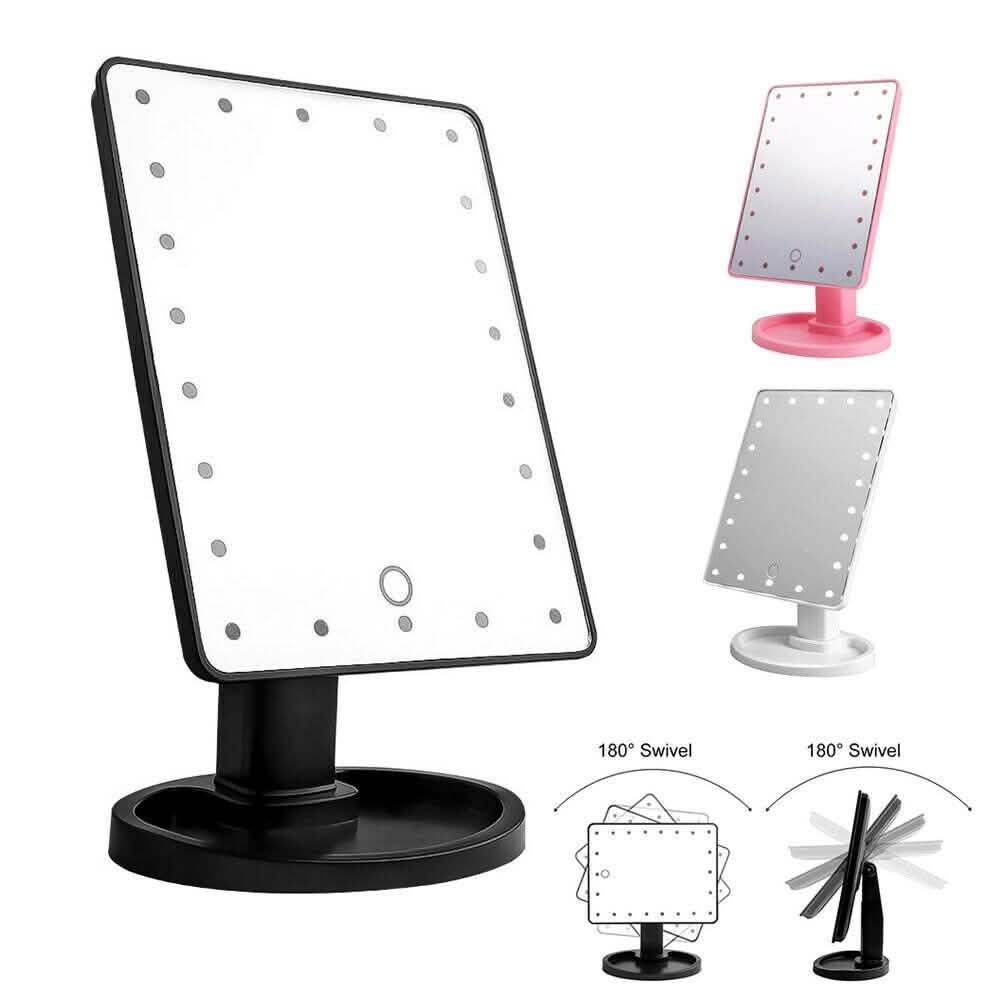 Miroir de bureau sur pied à écran tactile 22 LED