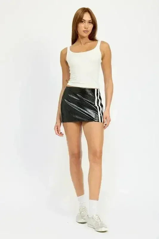 JUPE EN CUIR MINI MOTO