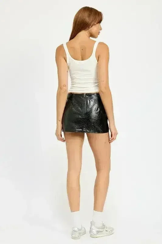 JUPE EN CUIR MINI MOTO
