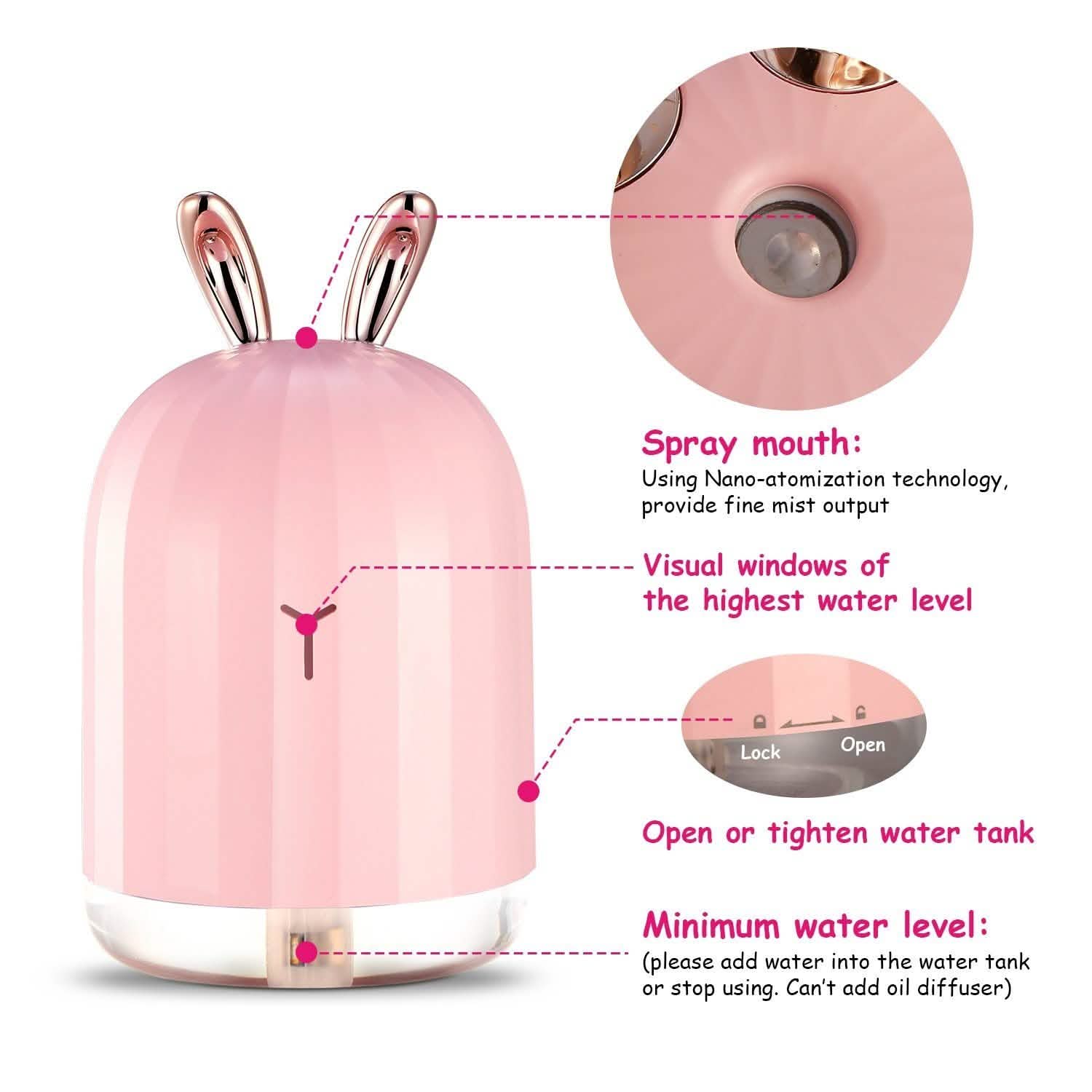 Diffuseur d'air ultrasonique à brume fraîche de 220 ml avec 7 couleurs