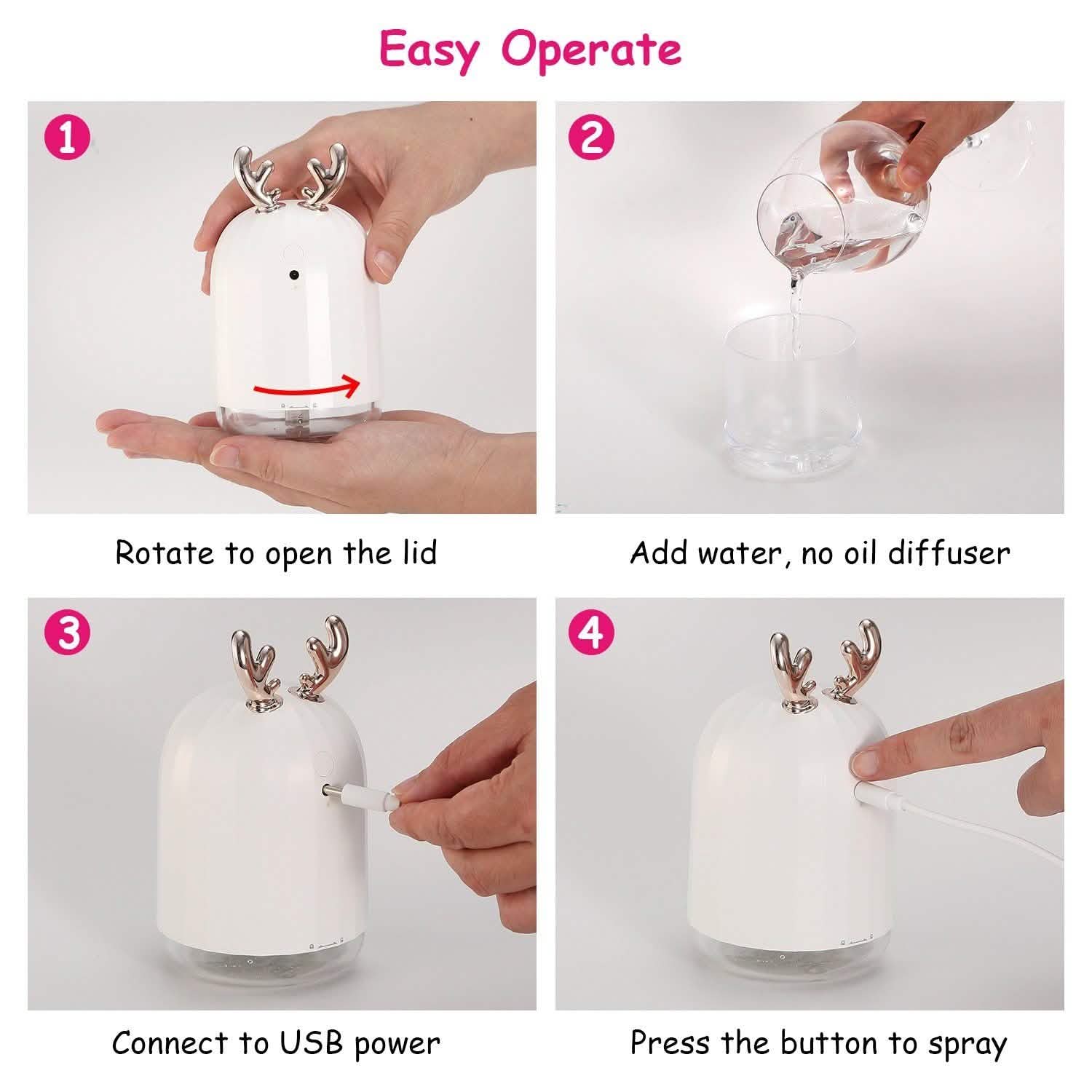 Diffuseur d'air ultrasonique à brume fraîche de 220 ml avec 7 couleurs