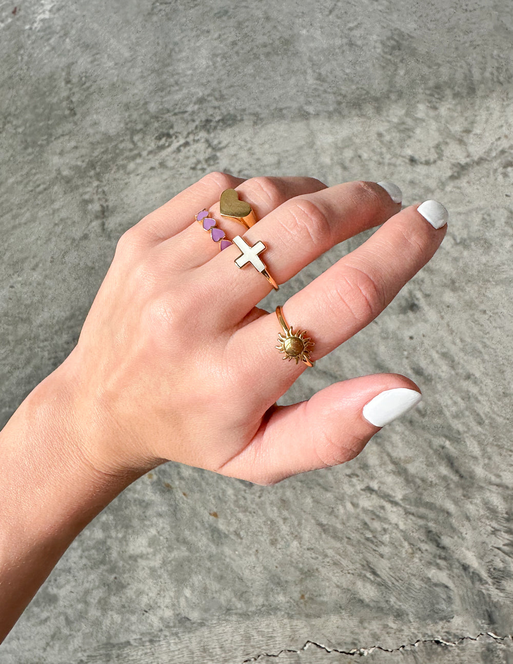 Bague Croix Émaillée Blanche