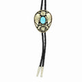 Bolo cravate Double S, feuille d'argent avec pierre turquoise (noir)
