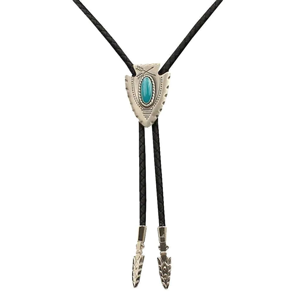 Double S Pointe de flèche et pierre turquoise - Cravate bolo